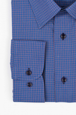 Camasa regular albastra  cu carouri mov 3XL-4XL [1]