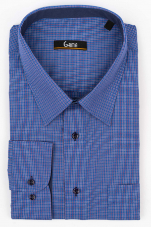 Camasa regular albastra  cu carouri mov 3XL-4XL [0]