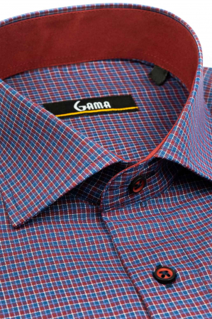 Camasa regular albastra cu carouri visinii [2]