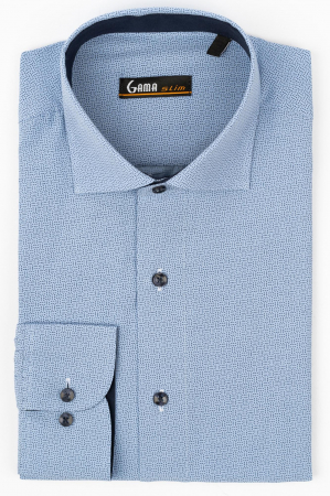 Camasa regular albastra cu imprimeu bleumarin 2XL [0]