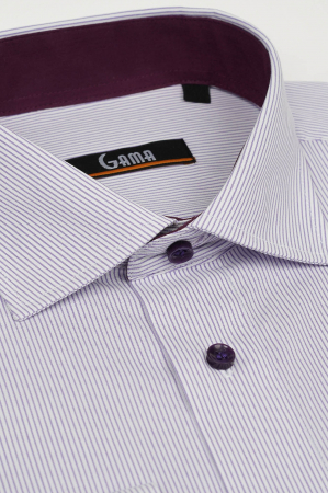 Camasa regular barbati alba cu dungi mov deschis [1]