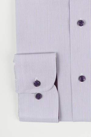 Camasa regular barbati alba cu dungi mov deschis 2XL-4XL [2]