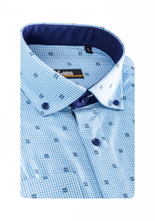 Camasa regular bleu cu carouri [1]