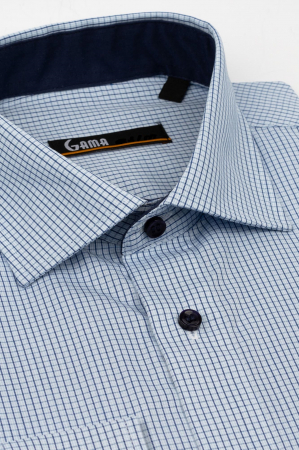 Camasa regular fit  bleu cu carouri  albe 2XL [1]