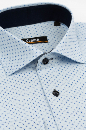Camasa regular bleu cu imprimeu albastru [2]
