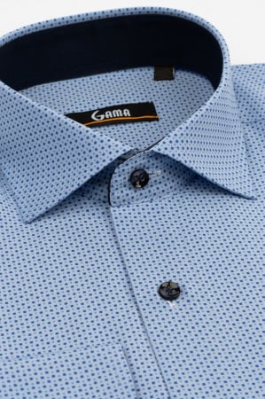 Camasa slim bleu cu imprimeu geometric albastru 2XL [2]
