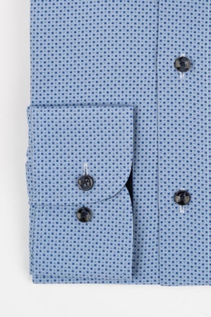 Camasa slim bleu cu imprimeu geometric albastru 2XL [1]