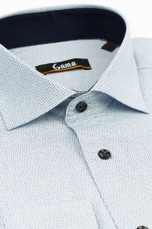 Camasa regular bleu cu picouri bleumarin [2]