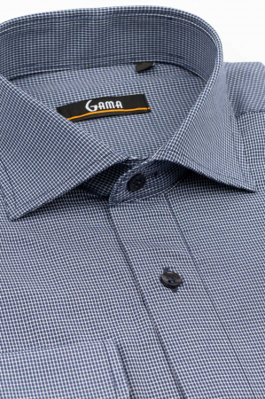 Camasa regular bleumarin cu carouri albe [2]