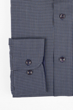 Camasa regular fit  bleumarin cu carouri albe [2]