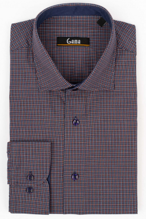 Camasa regular bleumarin cu carouri albe si caramizii [0]