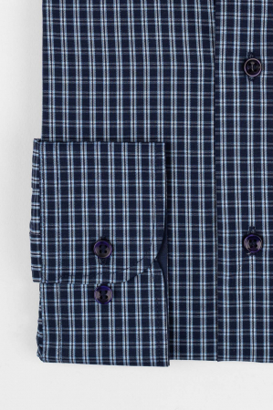 Camasa regular bleumarin cu carouri bleu si albe [1]