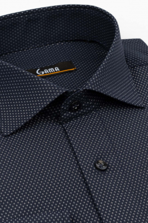 Camasa regular bleumarin  cu imprimeu geometric alb [1]