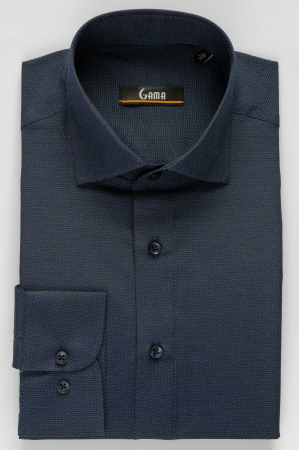 Camasa regular bleumarin cu picouri [0]