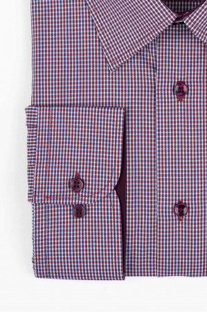 Camasa regular bordo cu carouri albastre si albe [1]