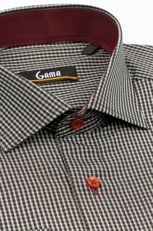 Camasa regular  alba cu carouri negre si gri [2]