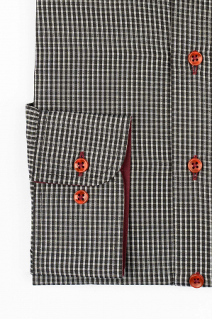 Camasa regular  alba cu carouri negre si gri [1]