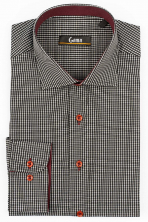 Camasa regular  alba cu carouri negre si gri [0]