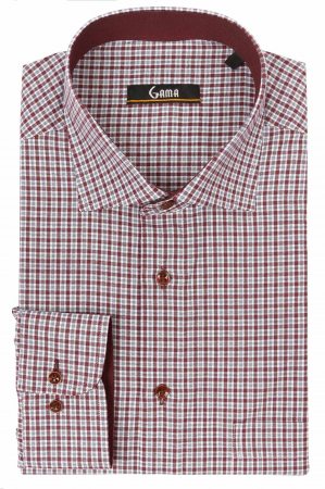 Camasa regular cu carouri grena [0]