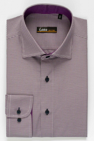 Camasa regular cu carouri mici mov [0]