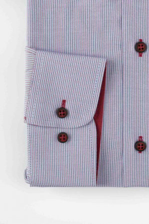 Camasa regular cu dungi bleu si nasturi visinii [2]