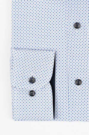 Camasa regular alba cu imprimeu geometric albastru si bleu [1]