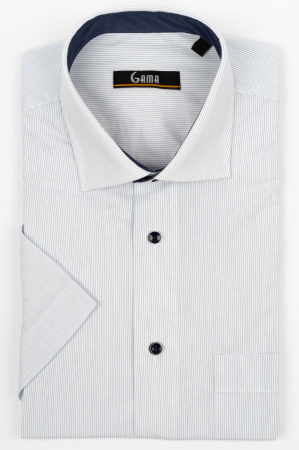 Camasa regular cu maneca scurta cu dungi albastre 2XL [0]