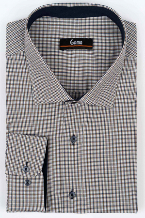 Camasa regular fit alba cu carouri bleumarin si maro 3XL-4XL [0]