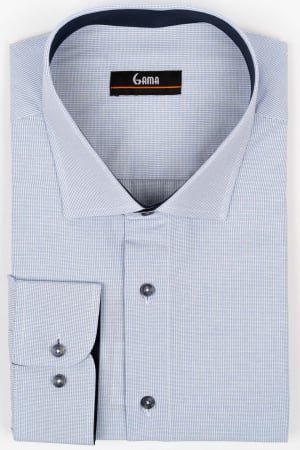 Camasa regular fit alba cu carouri mici bleu si lila 3XL-4XL [0]