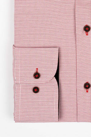 Camasa regular fit alba cu carouri mici roz [1]