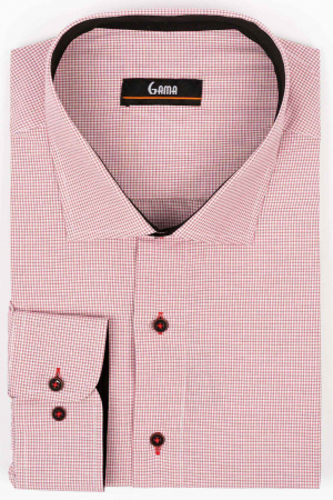 Camasi marimi mari - Camasa regular fit alba cu carouri mici roz 3XL-4XL
