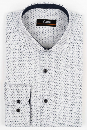 Camasi barbati - Camasa regular fit alba cu imprimeu bleumarin 2XL