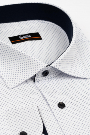 Camasa regular fit alba cu cercuri bleumarin 3XL [1]