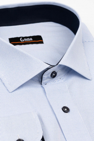 Camasa regular fit alba cu dungi albastre 3XL-4XL [2]