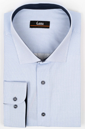 Camasa regular fit alba cu dungi bleu 4XL [0]
