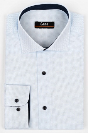 Camasa regular fit alba cu imprimeu bleu [0]