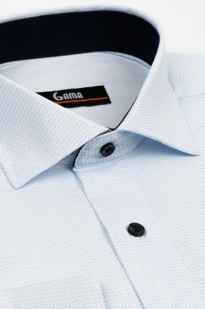 Camasa regular fit alba cu imprimeu bleu [2]