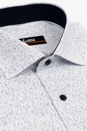 Camasa regular fit alba cu imprimeu bleumarin [2]