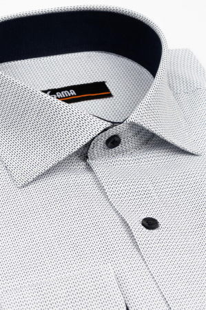 Camasa regular fit alba cu imprimeu bleumarin 2XL [2]