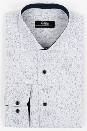 Camasa regular fit alba cu imprimeu bleumarin [0]