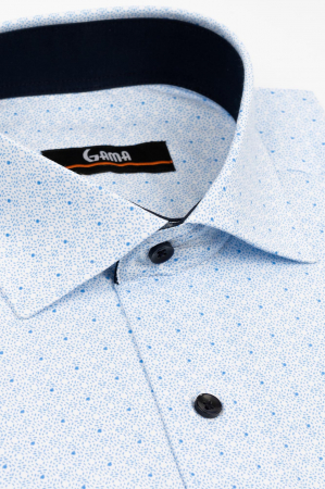 Camasa regular fit alba cu imprimeu geometric bleu [1]