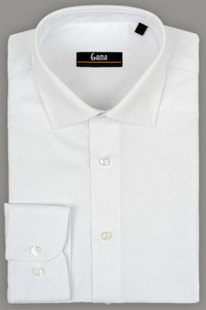 Camasi regular fit - Camasa regular fit  alba cu model in tesatura
