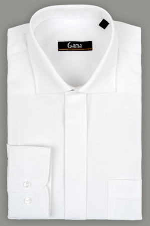 Camasi elegante - Camasa regular fit alba cu nasturi ascunsi