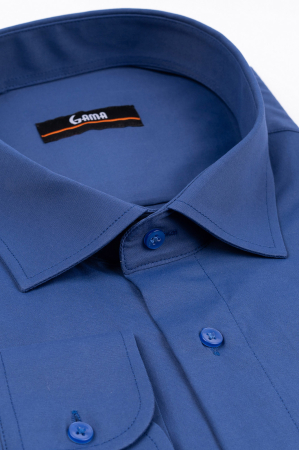 Camasa regular fit albastra cu lycra 2XL-4XL [2]