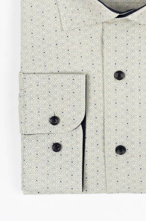 Camasa regular fit bej cu imprimeu geometric bleumarin 3XL [2]
