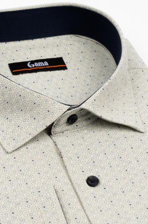 Camasa regular fit bej cu imprimeu geometric bleumarin 3XL [1]