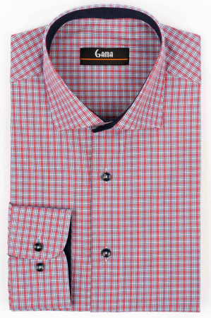 Camasa regular fit bleu cu carouri albe si rosii [0]