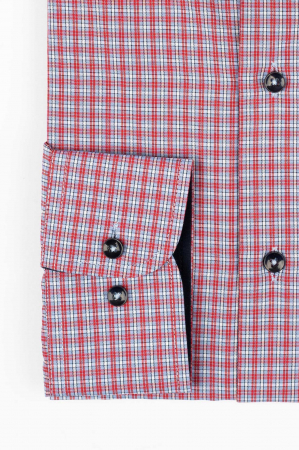 Camasa regular fit bleu cu carouri albe si rosii [1]