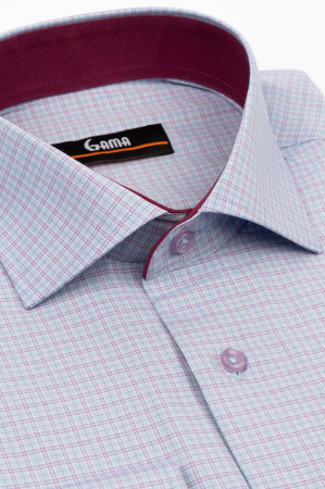 Camasa regular fit bleu cu carouri roz 3XL-4XL [2]