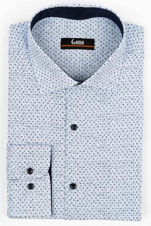 Camasi cu imprimeuri - Camasa regular fit bleu cu imprimeu bleumarin